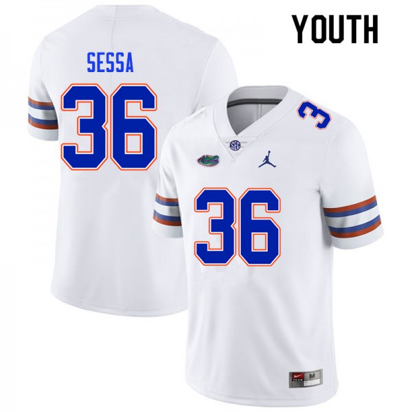 Youth #36 Zack Sessa Florida Gators College Football Jersey White